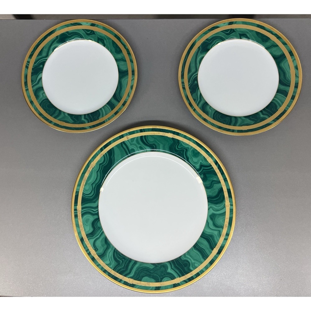 CHRISTIAN DIOR Gaudron Malachite Green 11" Dinner Plate 2 8" Salad Plates